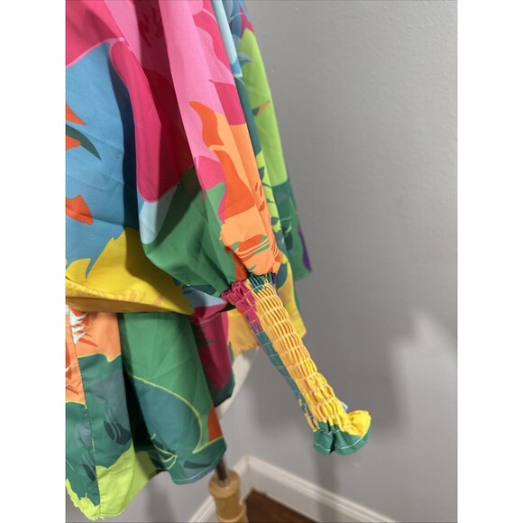 Gdg Actuel Blouse Womens Small Multicolor Abstract Artsy Bishop Sleeve Loose Top - Picture 4 of 11